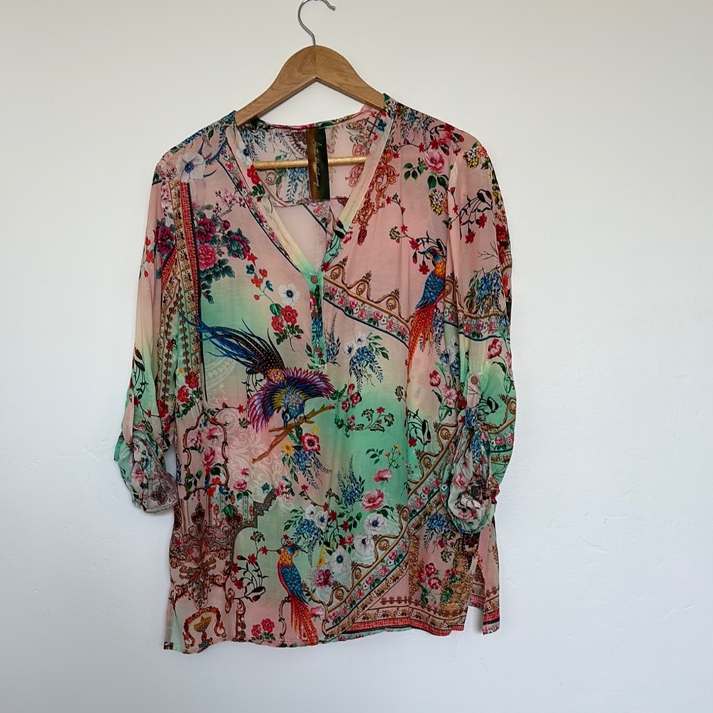 Johnny Was Multicolor Floral Top